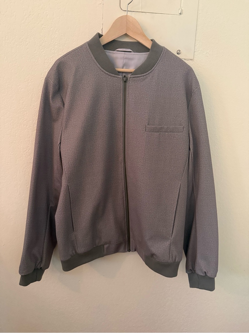 Topman Men's Heather Gray Zip-Up Bomber Jacket